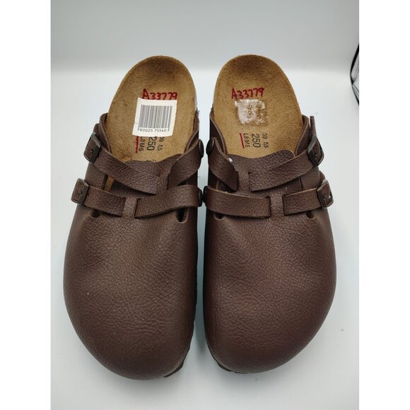 Birki's Vintage Camden Double Strap Brown Leather Clogs With Adjustable Straps & - Picture 4 of 4